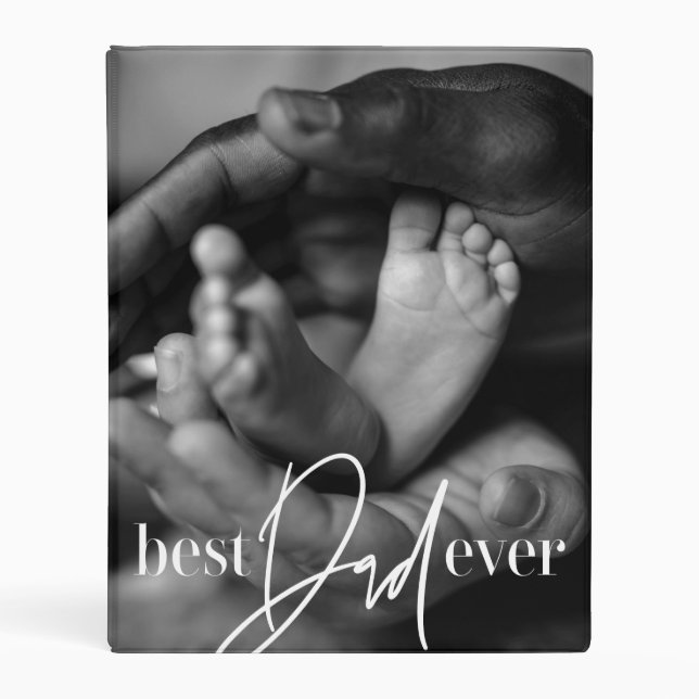 Best Dad Ever Modern Classic Simple Elegant Photo Mini Binder (Front)