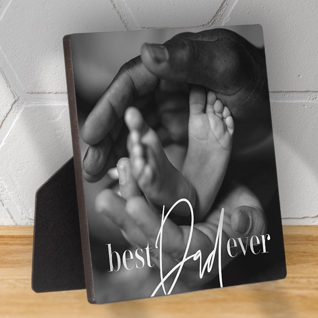 Best Dad Ever Modern Classic Simple Elegant Photo Plaque (Creator Uploaded)