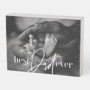 Best Dad Ever Modern Classic Simple Elegant Photo Wooden Box Sign