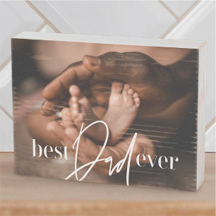 Best Dad Ever Modern Classic Simple Elegant Photo Wooden Box Sign