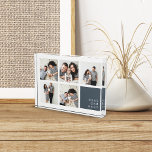 Best Dad Ever | Modern Collage Photo Block<br><div class="desc">Celebrate an awesome dad this Father's Day with our modern and minimalist acrylic photo block. A unique custom gift,  design features five square photos in a collage layout with "best dad ever" in vintage typewriter lettering on a slate blue square at the lower right.</div>
