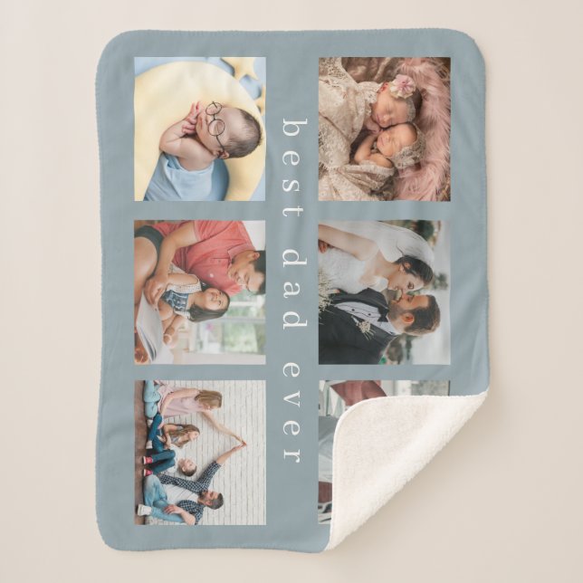 Best Dad Ever | Modern Collage Photo Sherpa Blanket (Front)