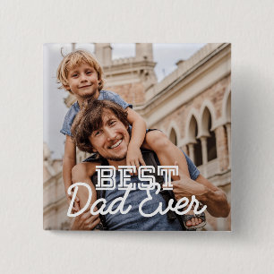 Best Dad Ever Modern Cool Stitch Custom Photo Button