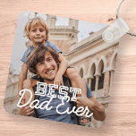 Best Dad Ever Modern Cool Stitch Custom Photo Keychain<br><div class="desc">This simple and modern design is composed of serif and cursive typography and add a custom photo</div>