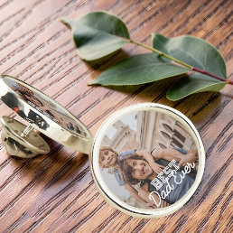Best Dad Ever Modern Cool Stitch Custom Photo  Lapel Pin