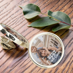 Best Dad Ever Modern Cool Stitch Custom Photo Lapel Pin