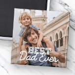 Best Dad Ever Modern Cool Stitch Custom Photo Magnet<br><div class="desc">This simple and modern design is composed of serif and cursive typography and add a custom photo</div>
