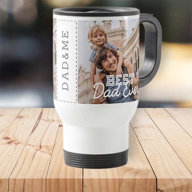 Best Dad Ever Modern Cool Stitch Custom Photo Travel Mug (Creator Uploaded)