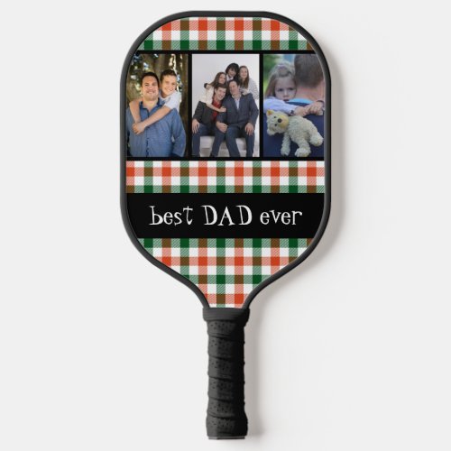 Best dad ever modern custom photo collage pickleball paddle