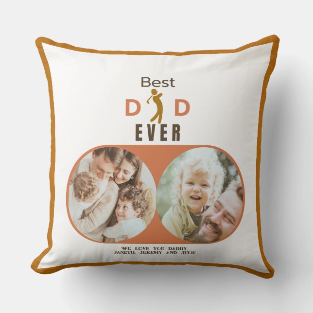 Best Dad Ever Modern Cute Kids Photo Fathers Day Throw Pillow (Front)