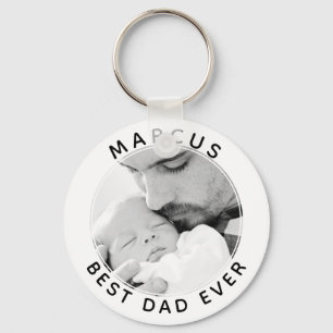 Best Dad Ever Modern Father`s Day Photo Keychain