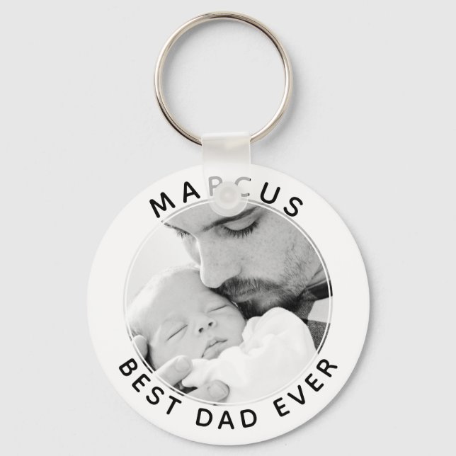 Best Dad Ever Modern Father`s Day Photo Keychain (Front)