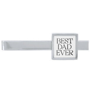 Best Dad Ever Modern Father's Day Elegant Silver Finish Tie Bar