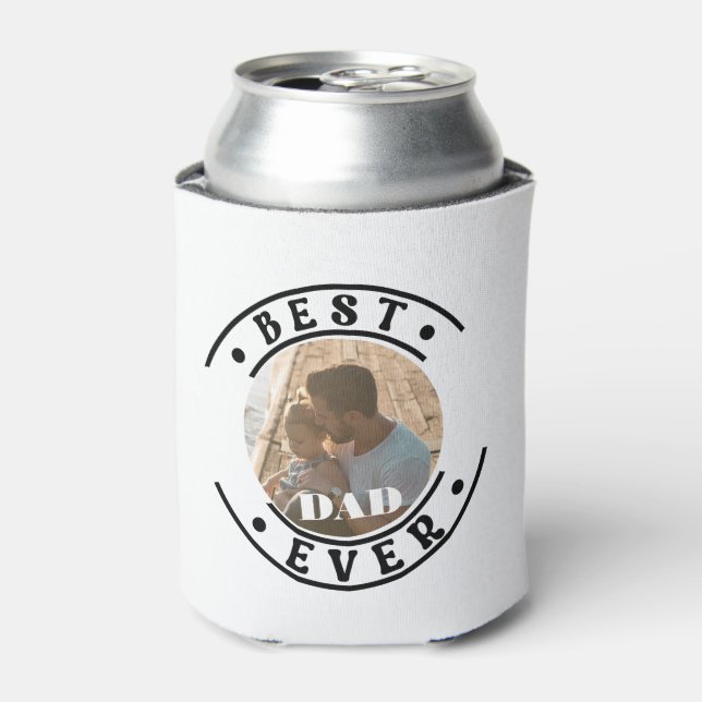Best Dad Ever Modern Father's Day Photo Can Cooler (Can Front)