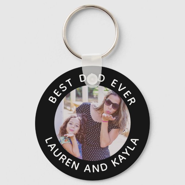Best Dad Ever | Modern Minimal Photo Father Cool Keychain (Front)
