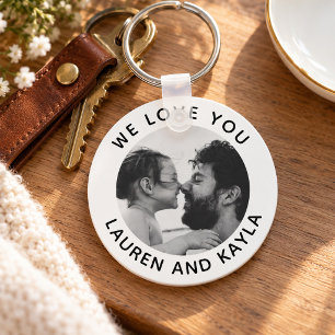 Best Dad Ever Modern Minimal Photo Father Cool Keychain