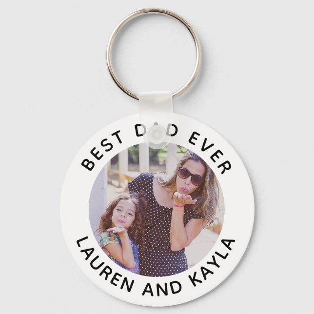 Best Dad Ever | Modern Minimal Photo Father Cool Keychain (Front)