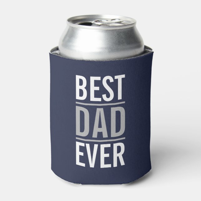 Best Dad Ever | Modern Navy Blue Can Cooler (Can Front)