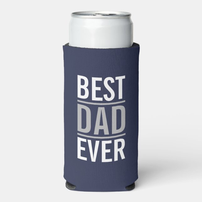 Best Dad Ever | Modern Navy Blue Can Cooler (Seltzer Front)