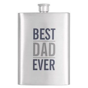 Best Dad Ever Modern Navy Blue Flask