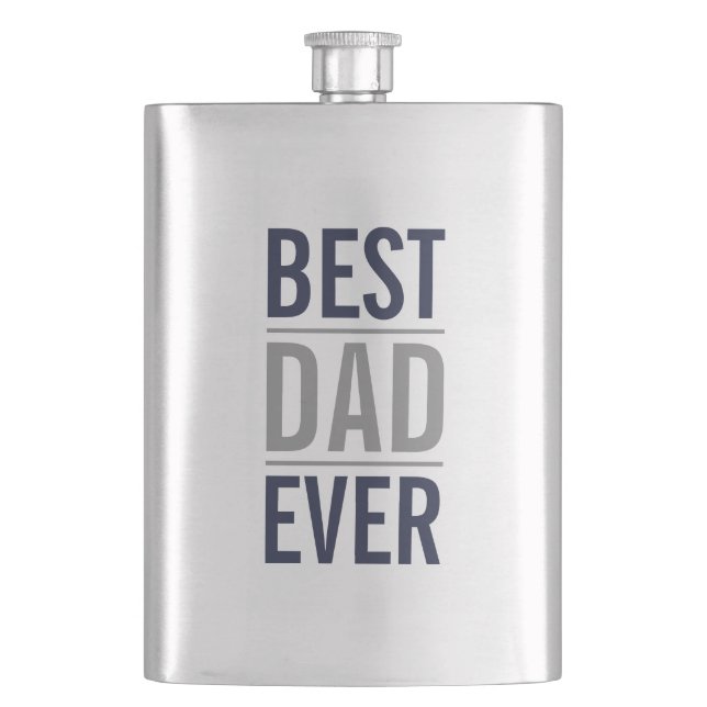 Best Dad Ever | Modern Navy Blue Flask (Front)
