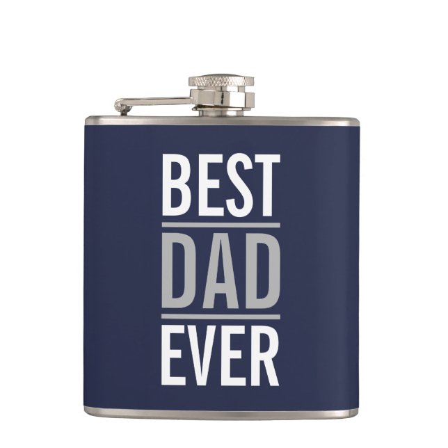Best Dad Ever | Modern Navy Blue Flask (Front)