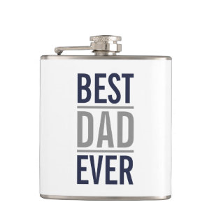Best Dad Ever Modern Navy Blue Flask