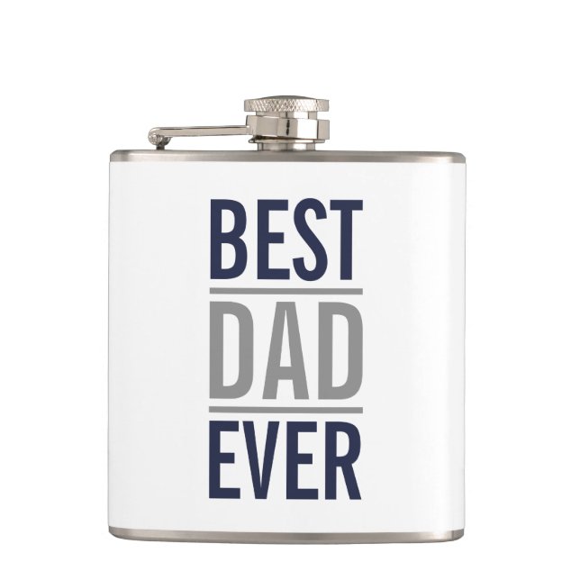 Best Dad Ever | Modern Navy Blue Flask (Front)