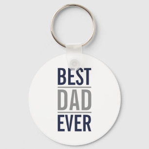 Best Dad Ever   Modern Navy Blue Keychain