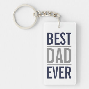 Best Dad Ever Modern Navy Blue Keychain