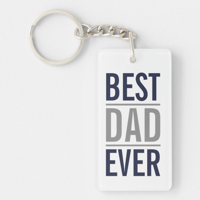 Best Dad Ever | Modern Navy Blue Keychain (Front)