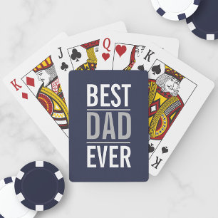 Best Dad Ever Modern Navy Blue Playing Cards