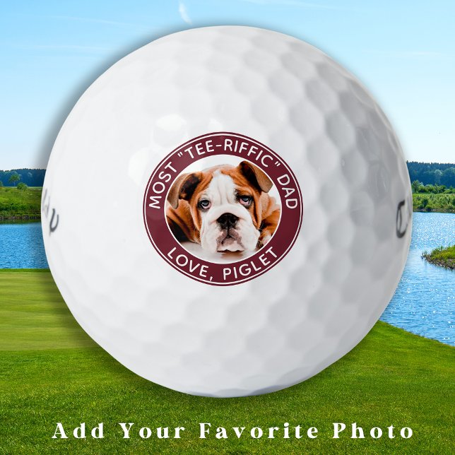 Best Dad Ever Modern Personalized Pet Dog Photo Golf Balls (Creator Uploaded)