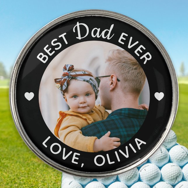 Best Dad Ever Modern Personalized Photo Golf Ball Marker (Creator Uploaded)
