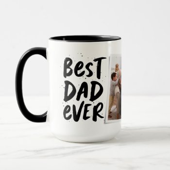 Best Dad Ever Modern Photo Black Father's Day Mug by LeaDelaverisDesign at Zazzle