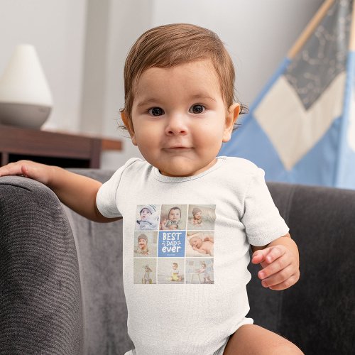 Best Dad Ever Modern Photo Collage Baby Bodysuit