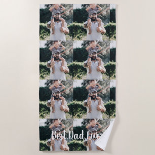 Best Dad Ever Modern Photo Collage Beach Towel