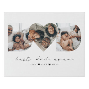 Best Dad Ever Modern Photo Collage Gift For Father Faux Canvas Print