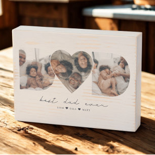 Best Dad Ever Modern Photo Collage Gift For Father Wooden Box Sign