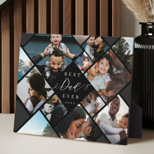 Best Dad Ever Modern Photo Collage Gift Keepsake Plaque