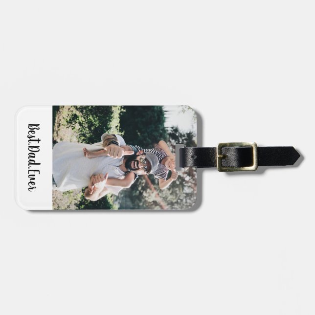 Best Dad Ever Modern Photo Collage Luggage Tag (Front Horizontal)