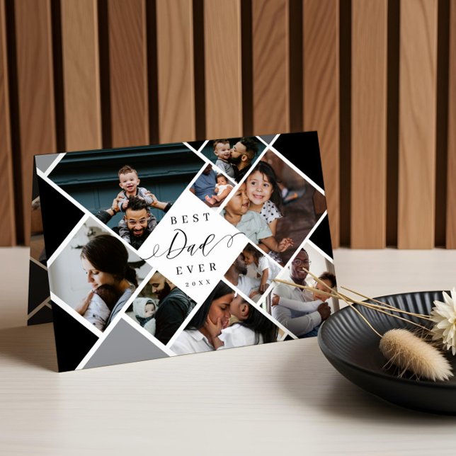 Best Dad Ever Modern Photo Collage Personalized Card (Best Dad Ever Modern Photo Collage Personalized Card)