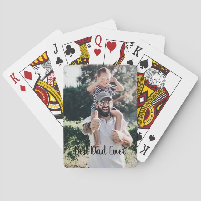 Best Dad Ever Modern Photo Collage Poker Cards (Back)