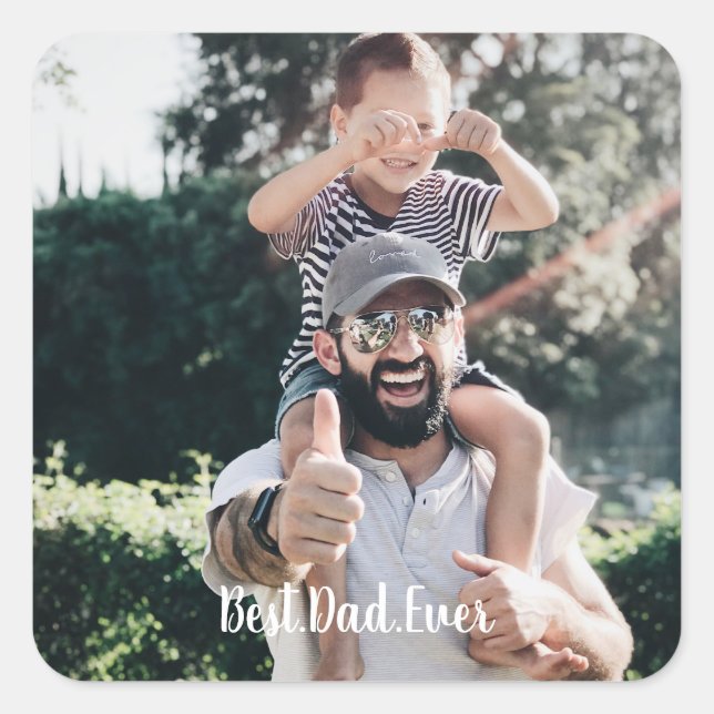 Best Dad Ever Modern Photo Collage Square Sticker (Front)