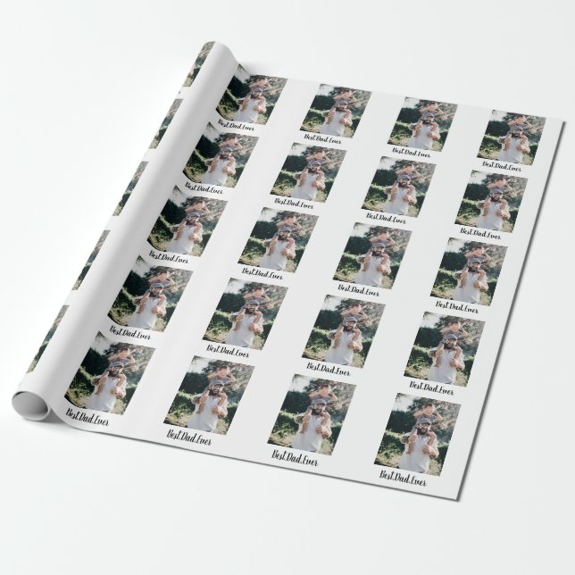 Best Dad Ever Modern Photo Collage Wrapping Paper (Unrolled)