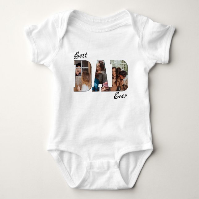 best dad ever modern photo cute baby bodysuit (Front)