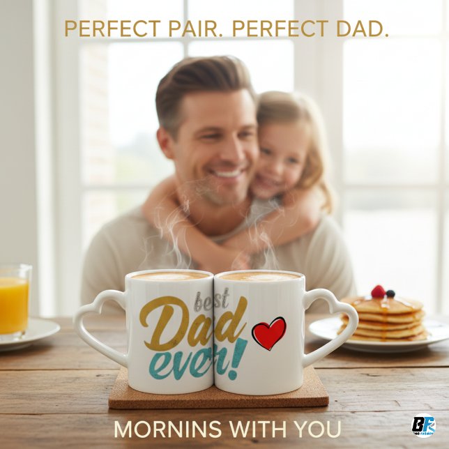Best Dad Ever Modern Photo  Father's Day Coffee Mug Set (Creator Uploaded)