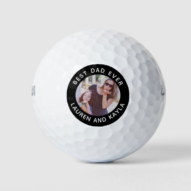 Best Dad Ever Modern Photo Golfer Father Birthday Golf Balls