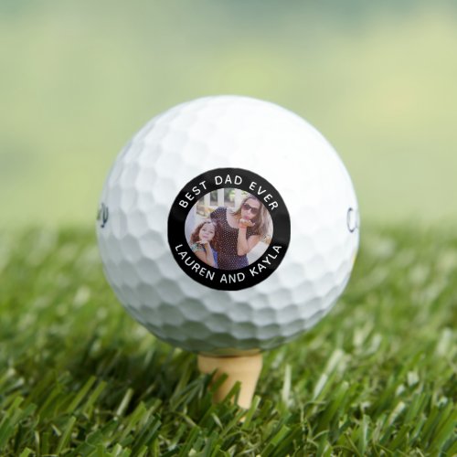 Best Dad Ever Modern Photo Golfer Father Birthday Golf Balls