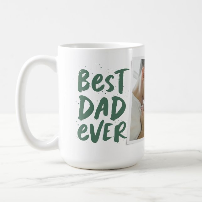 Best dad ever modern photo green Father's Day Coffee Mug (Left)